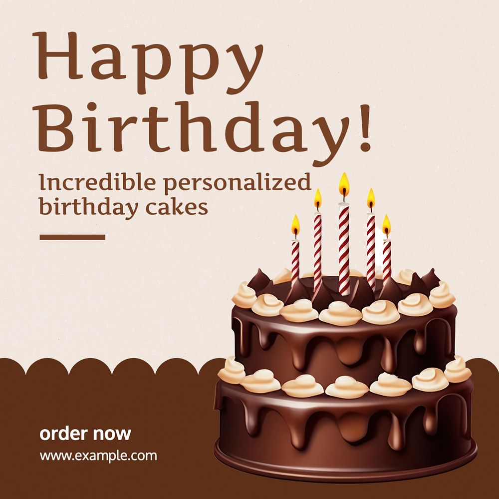 Happy birthday Instagram post template, editable text