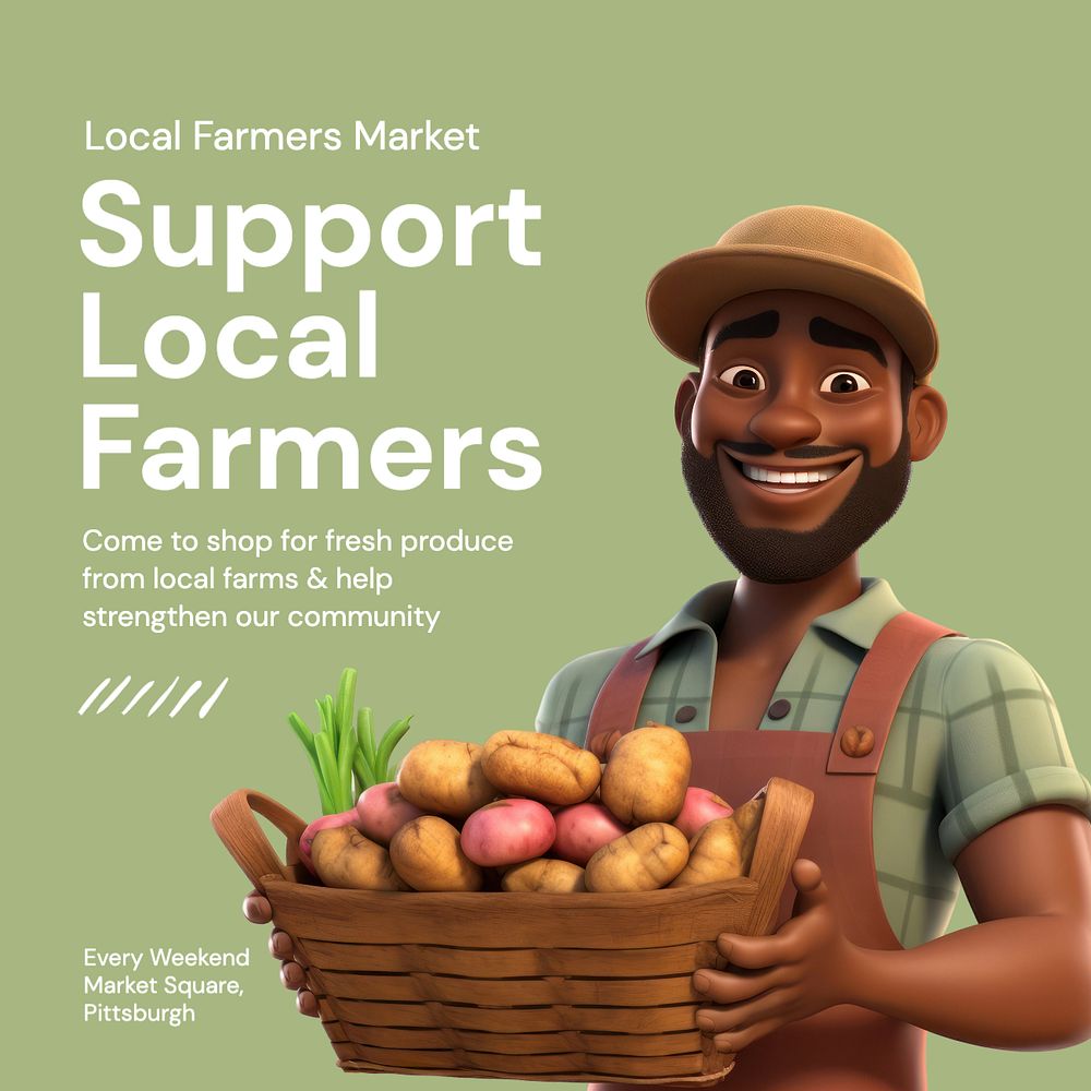 Support local farmers Instagram post template, editable text