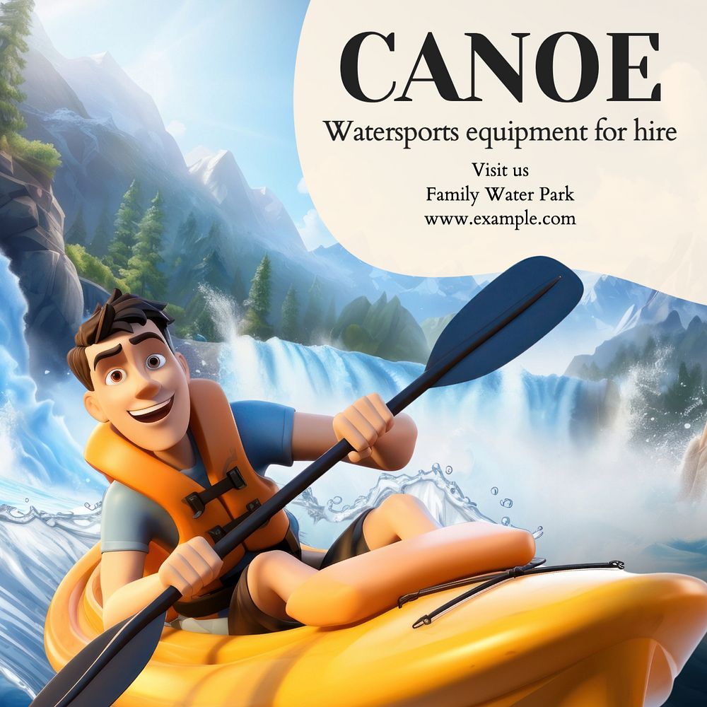 Canoe Instagram post template, editable text