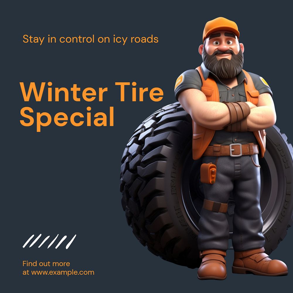 Winter tire driving Instagram post template, editable text