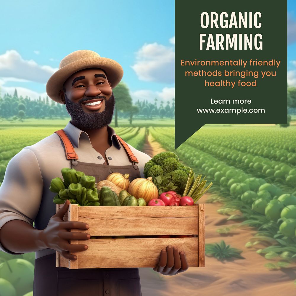 Organic farming Instagram post template, editable text