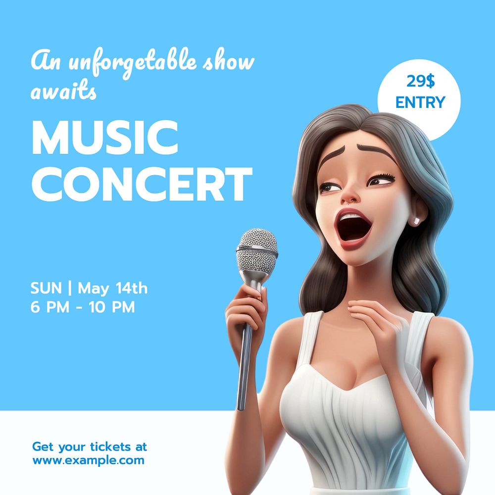 Music concert Instagram post template, editable text