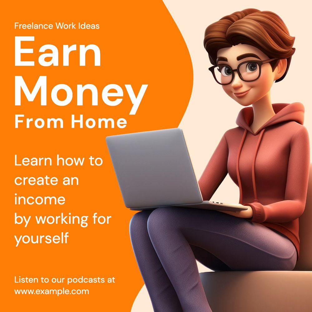 Earn money Instagram post template, editable text