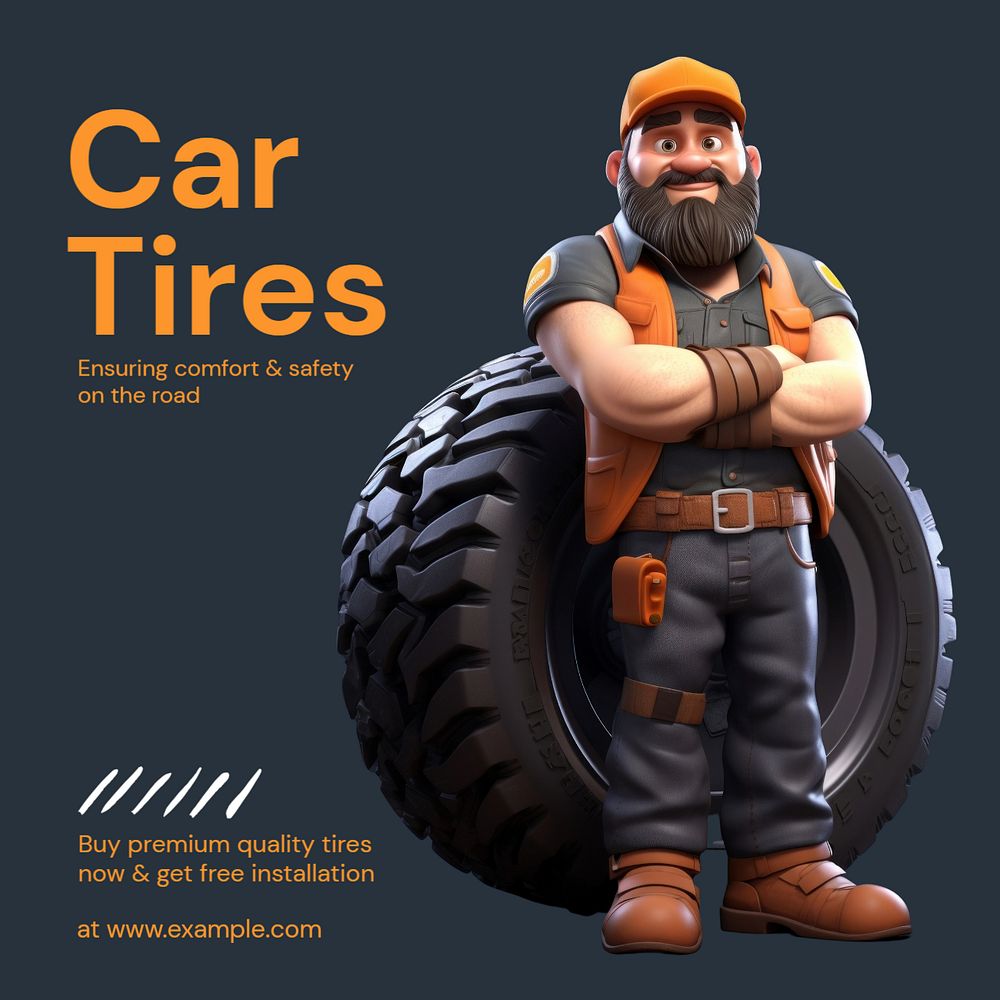 Car tires Instagram post template, editable text