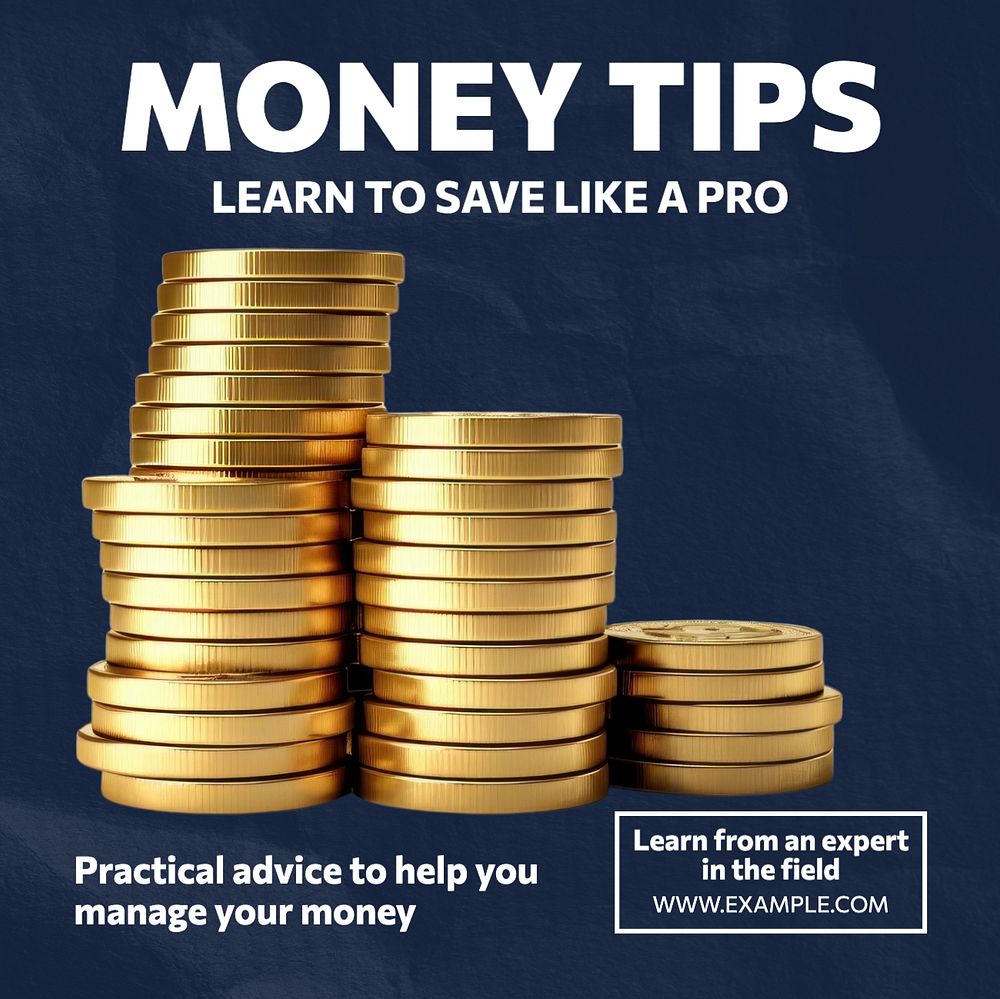 Money tips Instagram post template, editable text