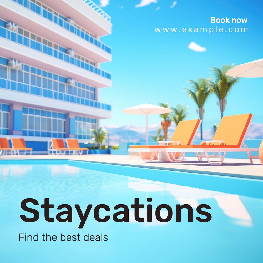 Staycations Instagram post template, editable text