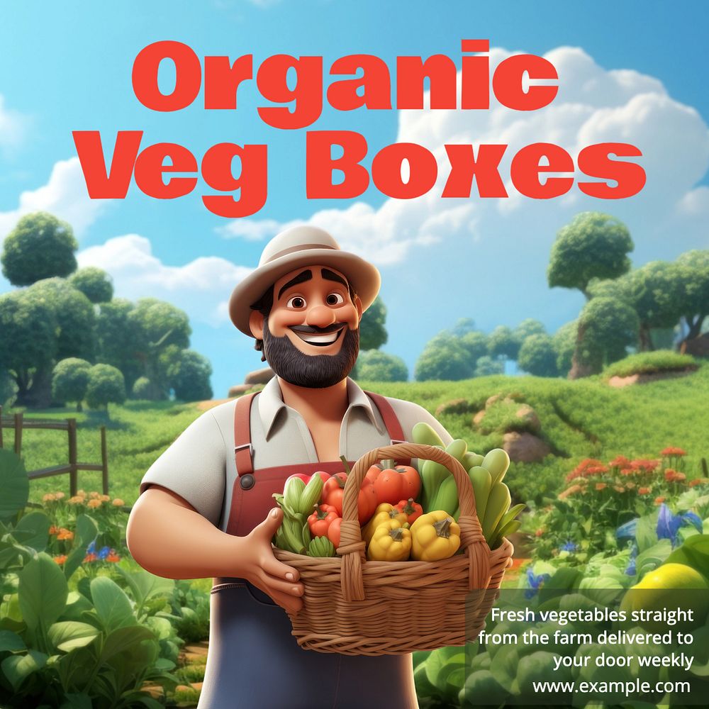 Organic vegetable delivery Instagram post template, editable text