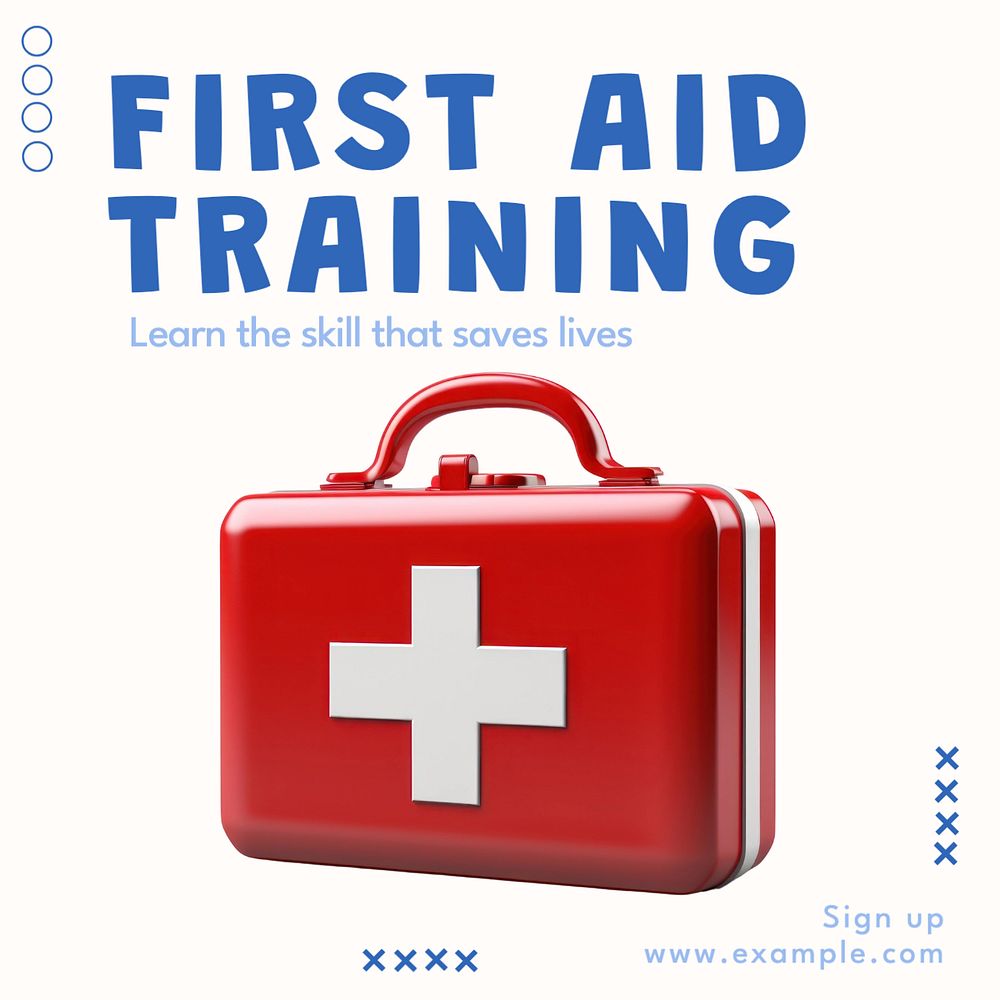 First aid training Instagram post template, editable text