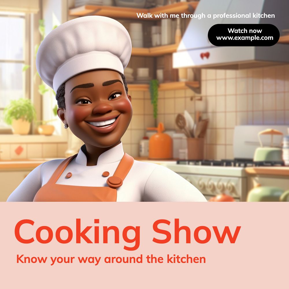 Cooking show Instagram post template, editable text