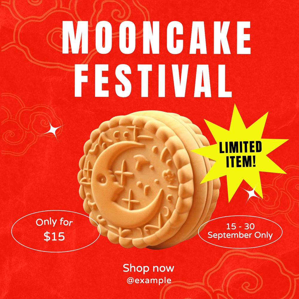 Mooncake festival Instagram post template, editable text