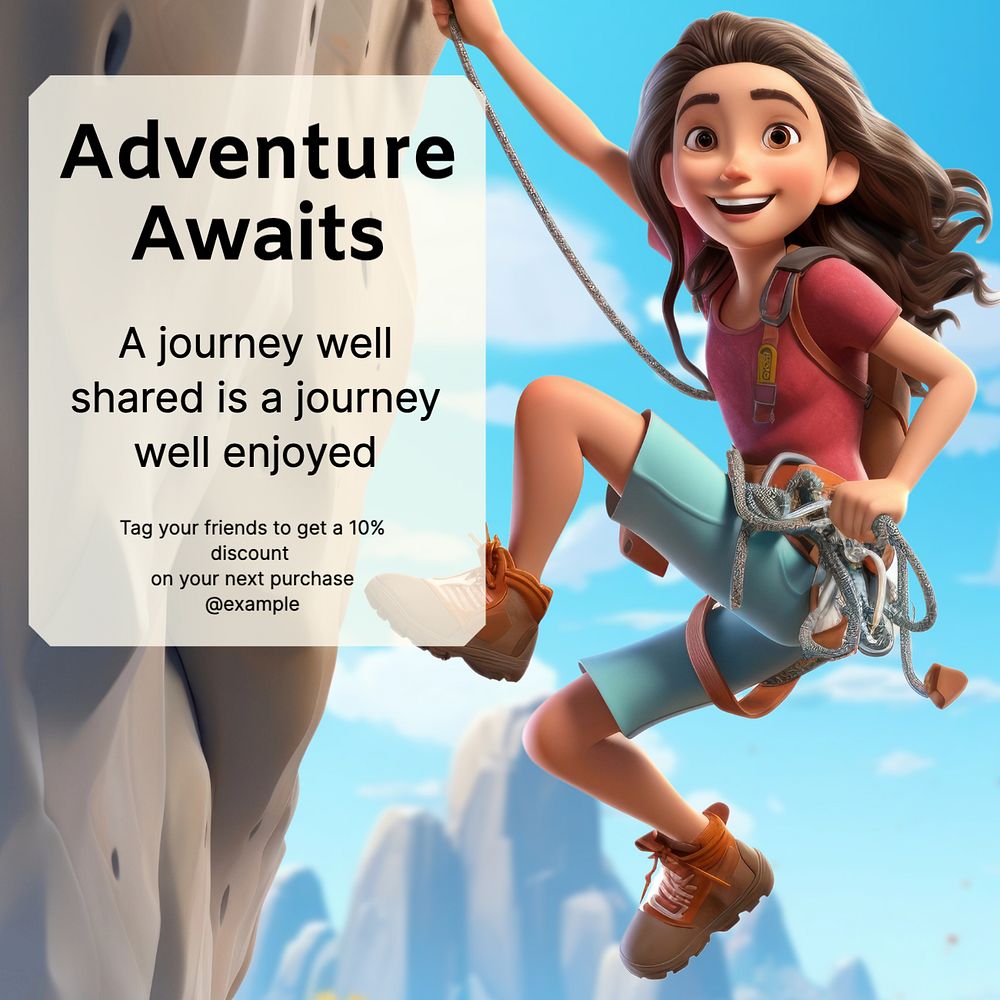 Adventure awaits Instagram post template, editable text