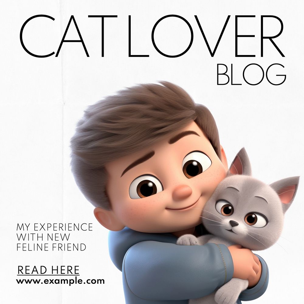 Cat lover Instagram post template, editable text