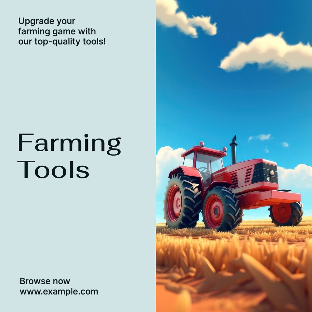 Farming tools Instagram post template, editable text