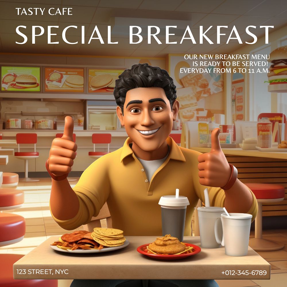 Special breakfast Instagram post template, editable text