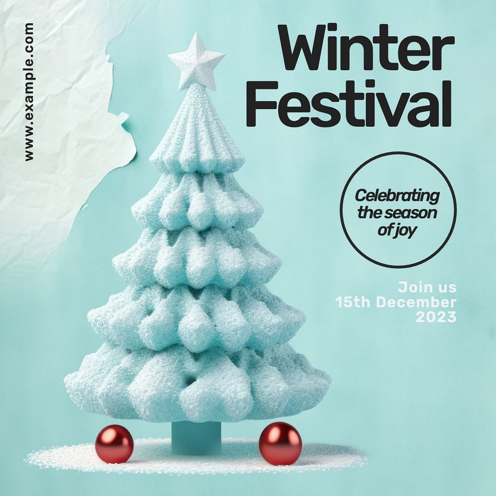 Winter festival Instagram post template, editable text