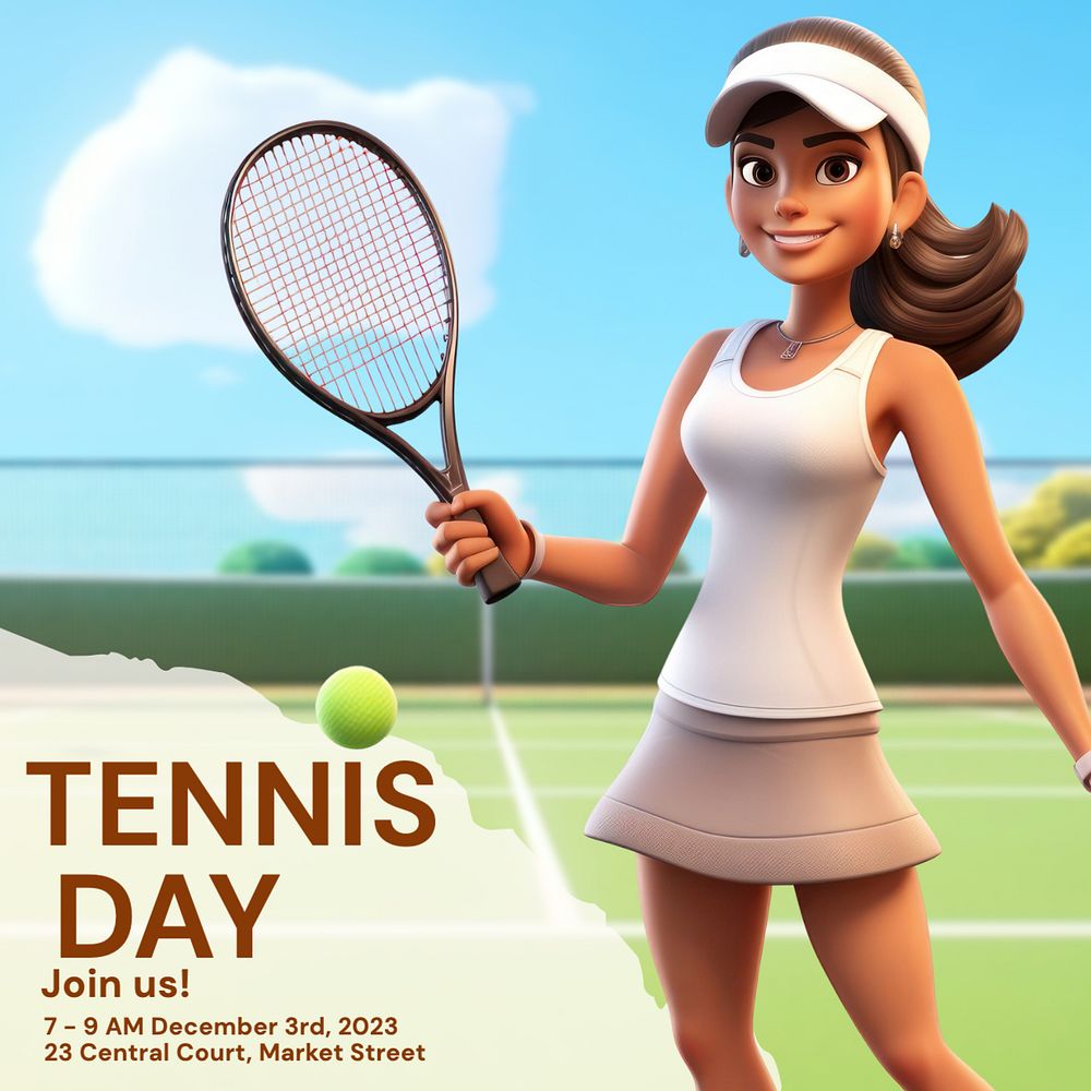 Tennis day Instagram post template, editable text