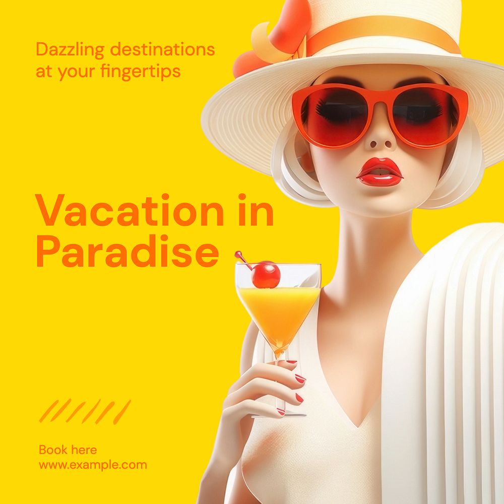 Vacation in paradise Instagram post template, editable text