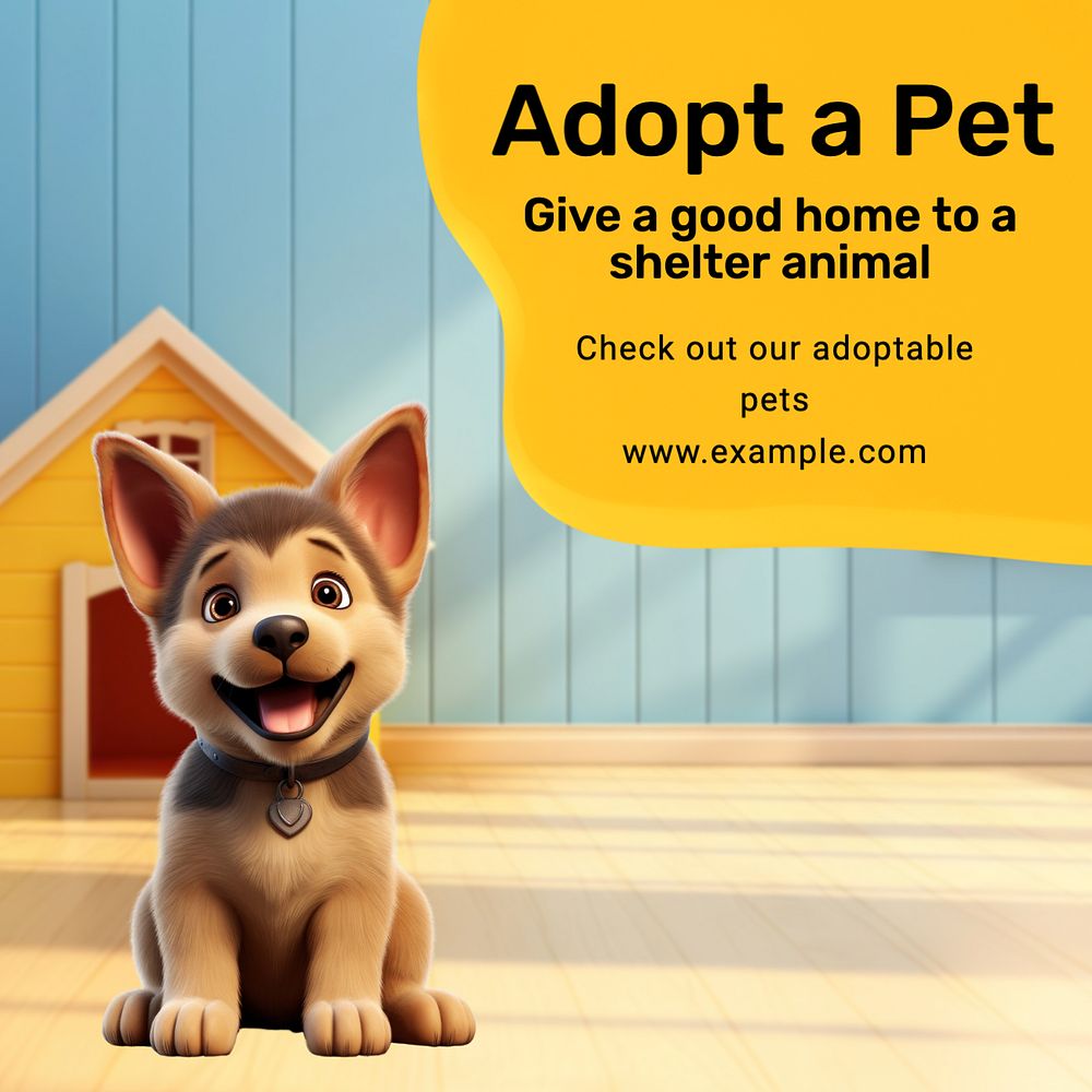 Adopt a pet Instagram post template, editable text