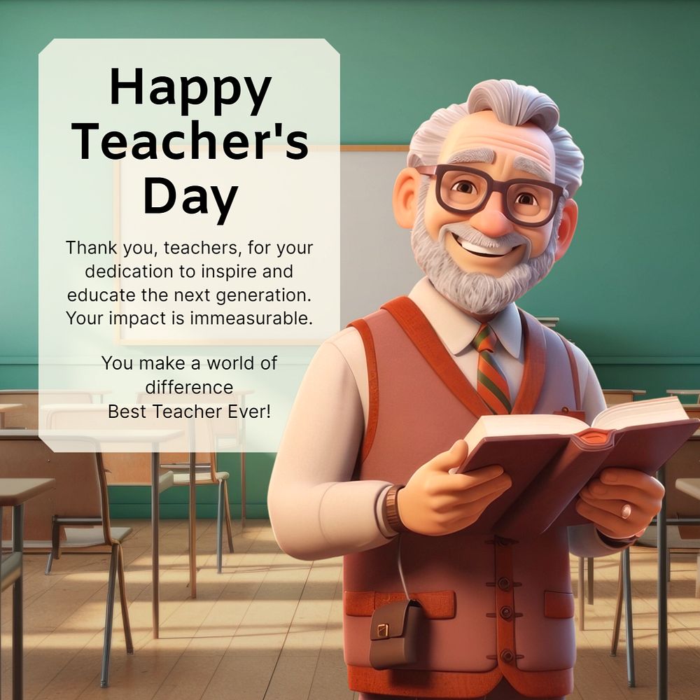 Happy teacher's day Instagram post template, editable text