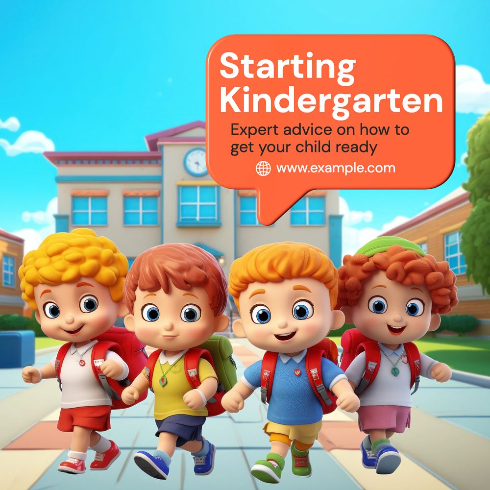 Starting kindergarten Instagram post template, editable text