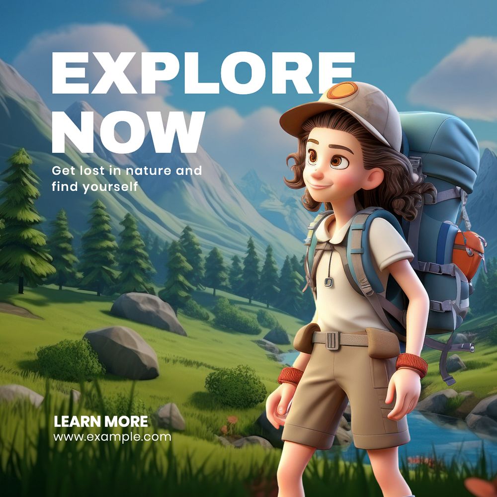 Explore now Instagram post template, editable text