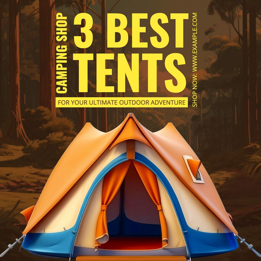 Best tents Instagram post template, editable text