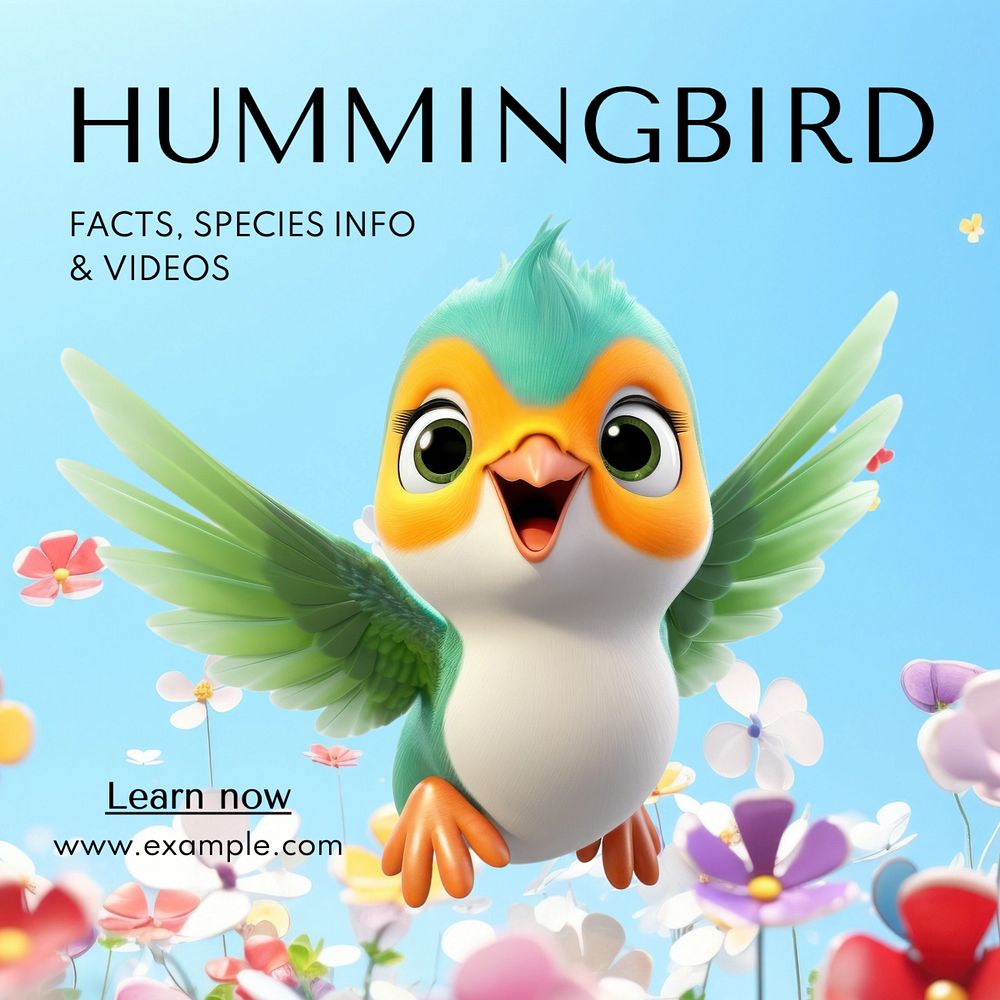 Hummingbird Instagram post template, editable text