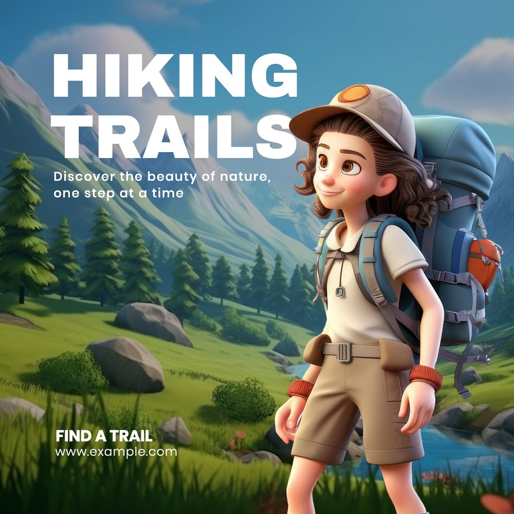 Hiking trails Instagram post template, editable text