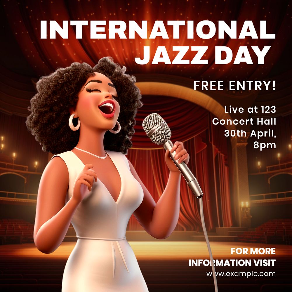 International Jazz Day Instagram post template, editable text