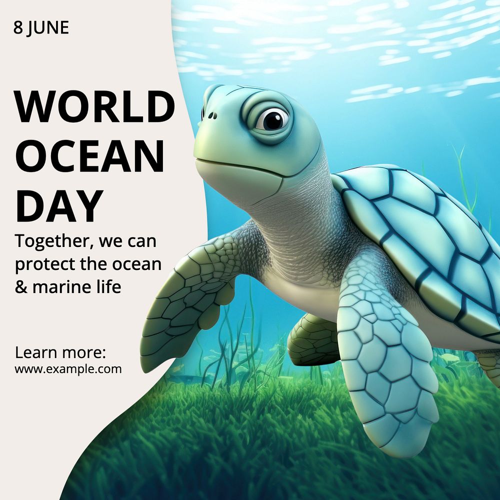 World ocean day Instagram post template, editable text