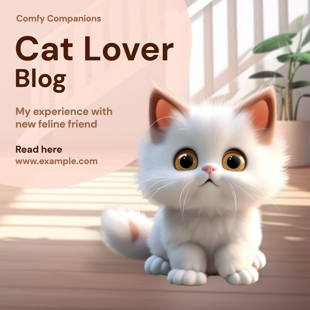 Cat lover Instagram post template, editable text