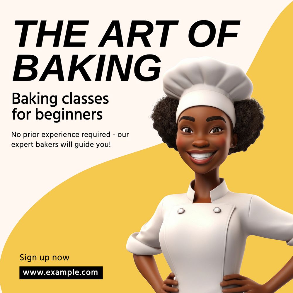 Creative baking class Instagram post template, editable text