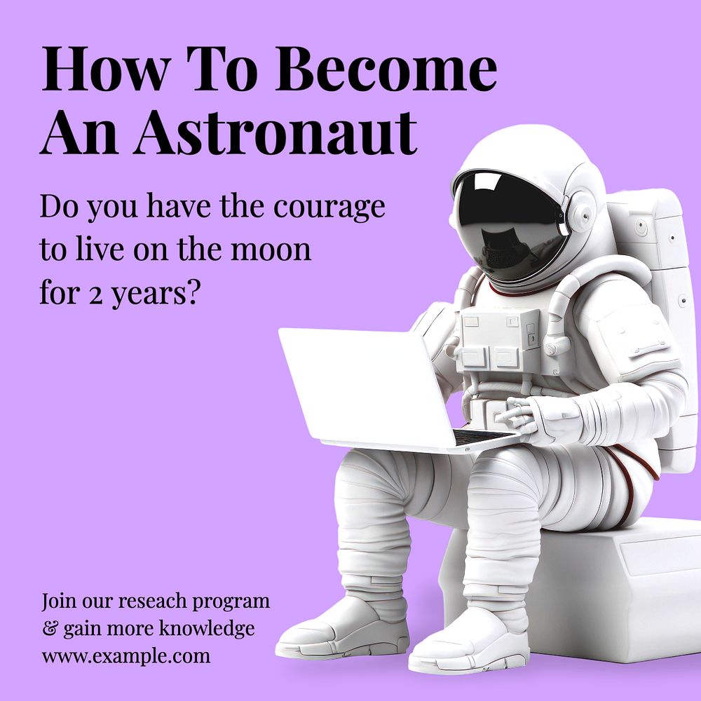 Become an astronaut Instagram post template, editable text