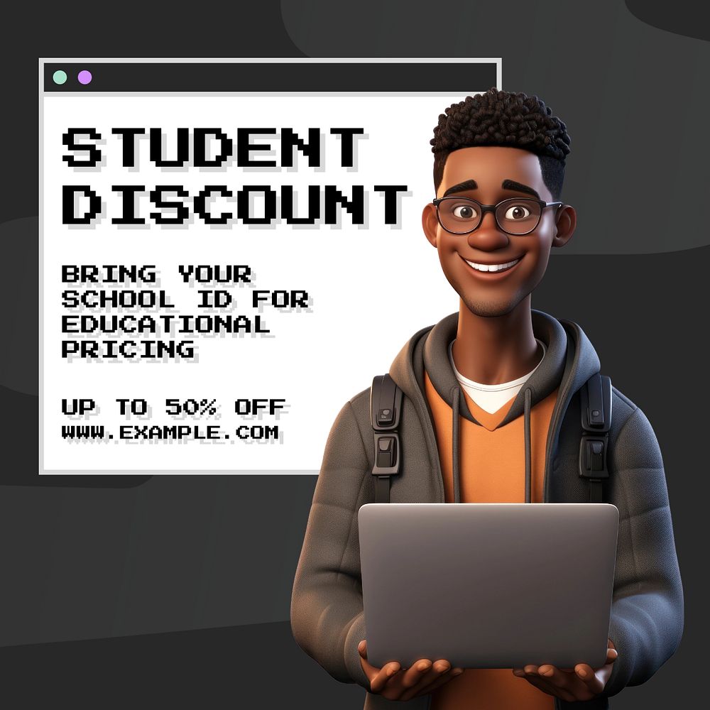 Student discount Instagram post template, editable text