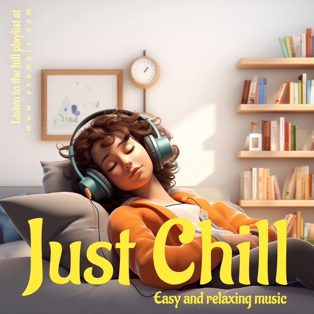 Chill music Instagram post template, editable text