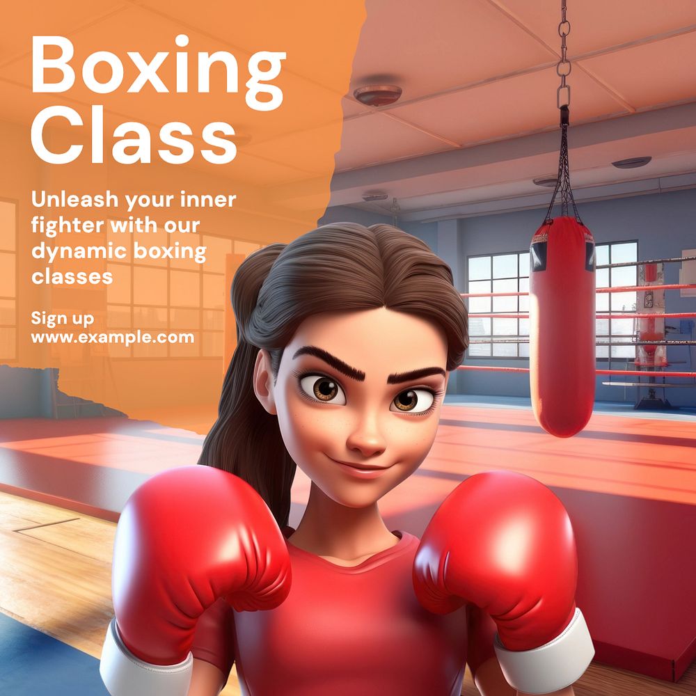 Boxing class Instagram post template, editable text