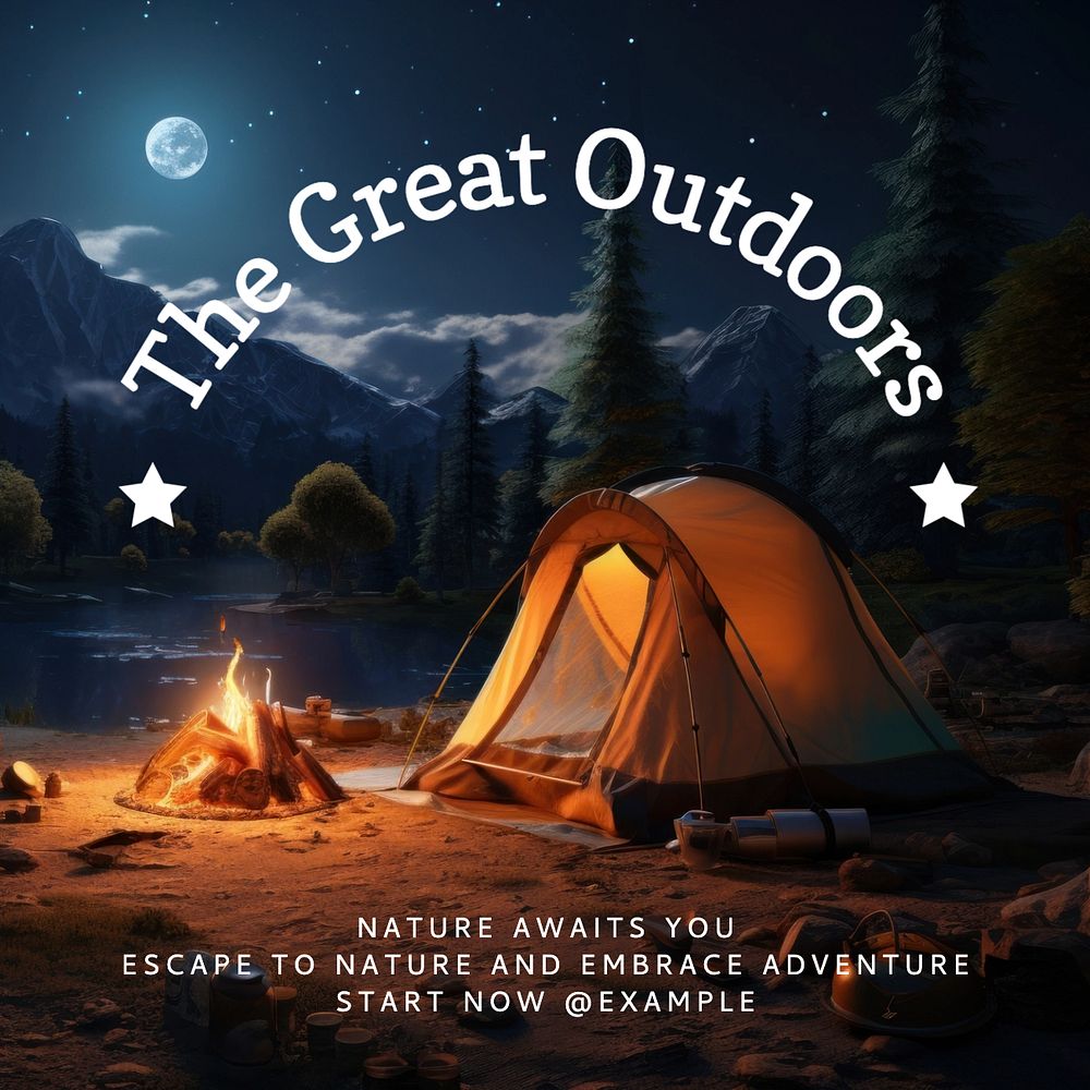 The great outdoors Instagram post template, editable text