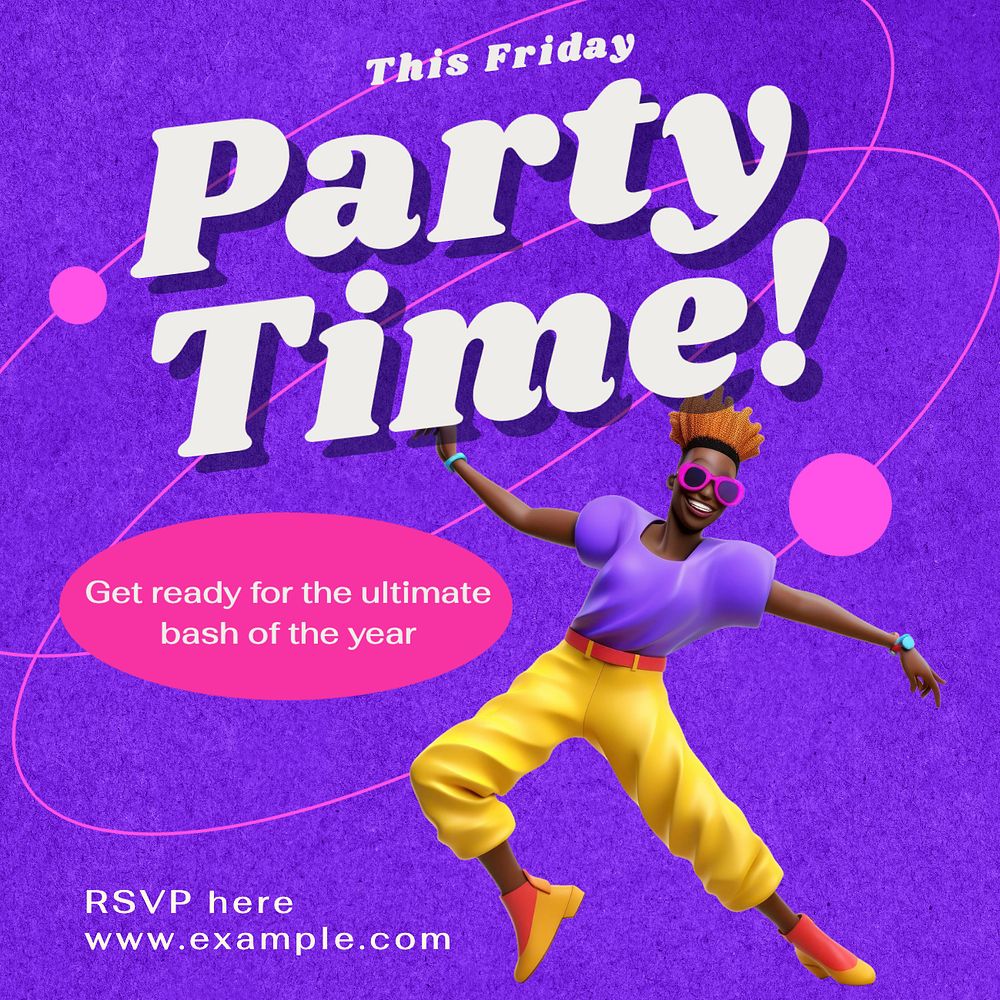 Party time Instagram post template, editable text