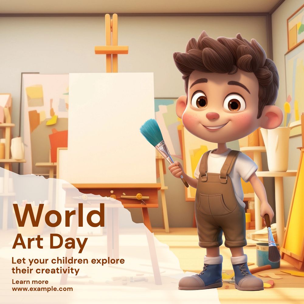 World art day Instagram post template, editable text