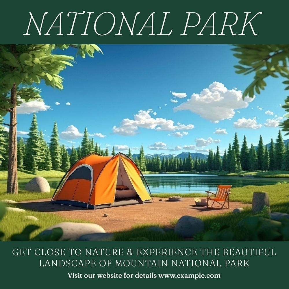 National park Instagram post template, editable text