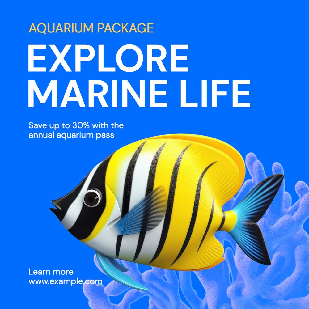 Explore marine life Instagram post template, editable text