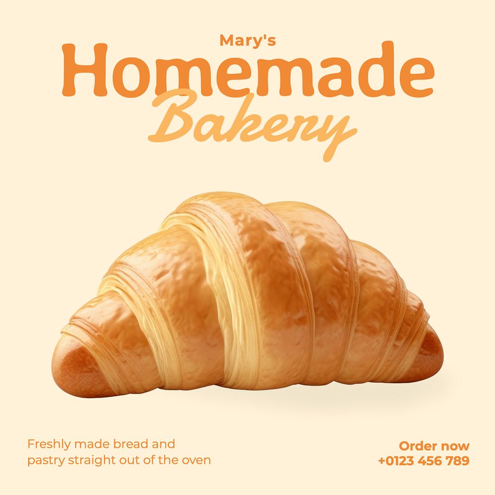 Homemade bakery Instagram post template, editable text