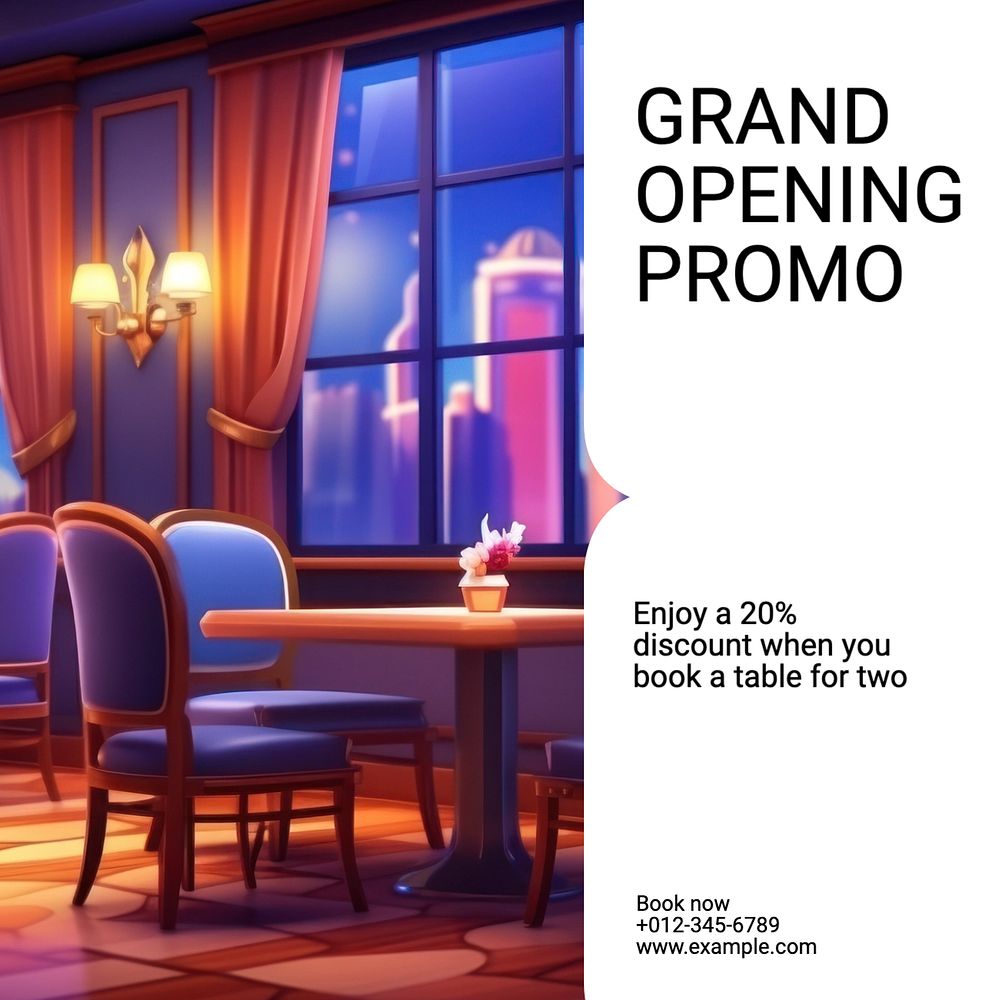 Grand opening promo Instagram post template, editable text