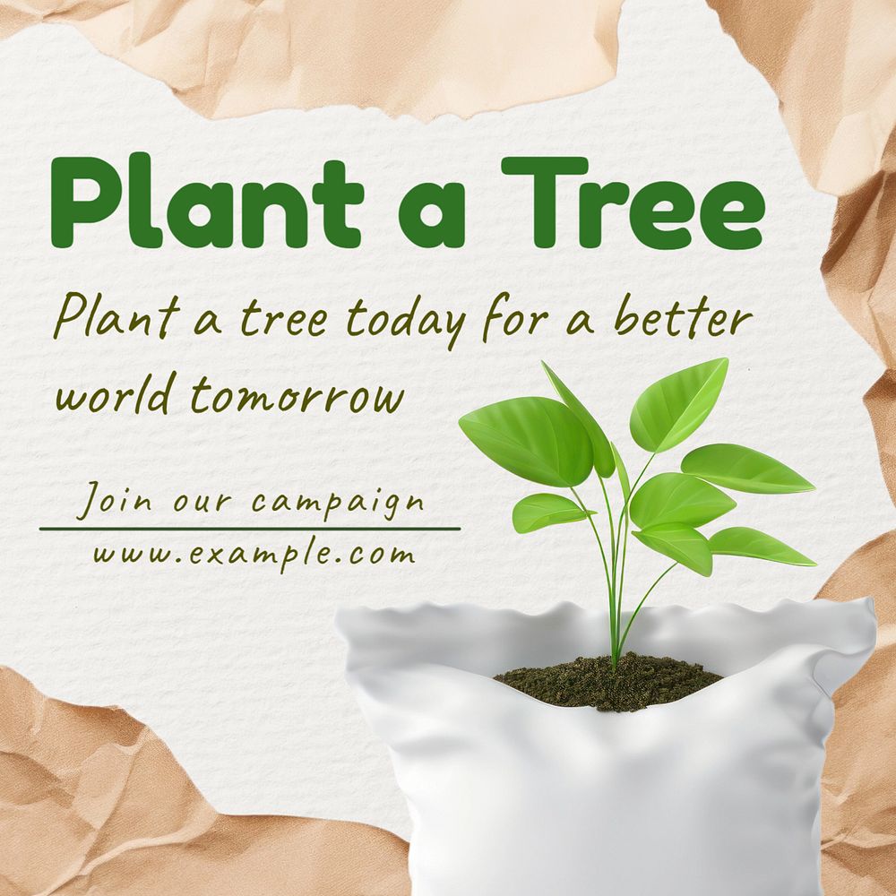 Plant a tree Instagram post template, editable text