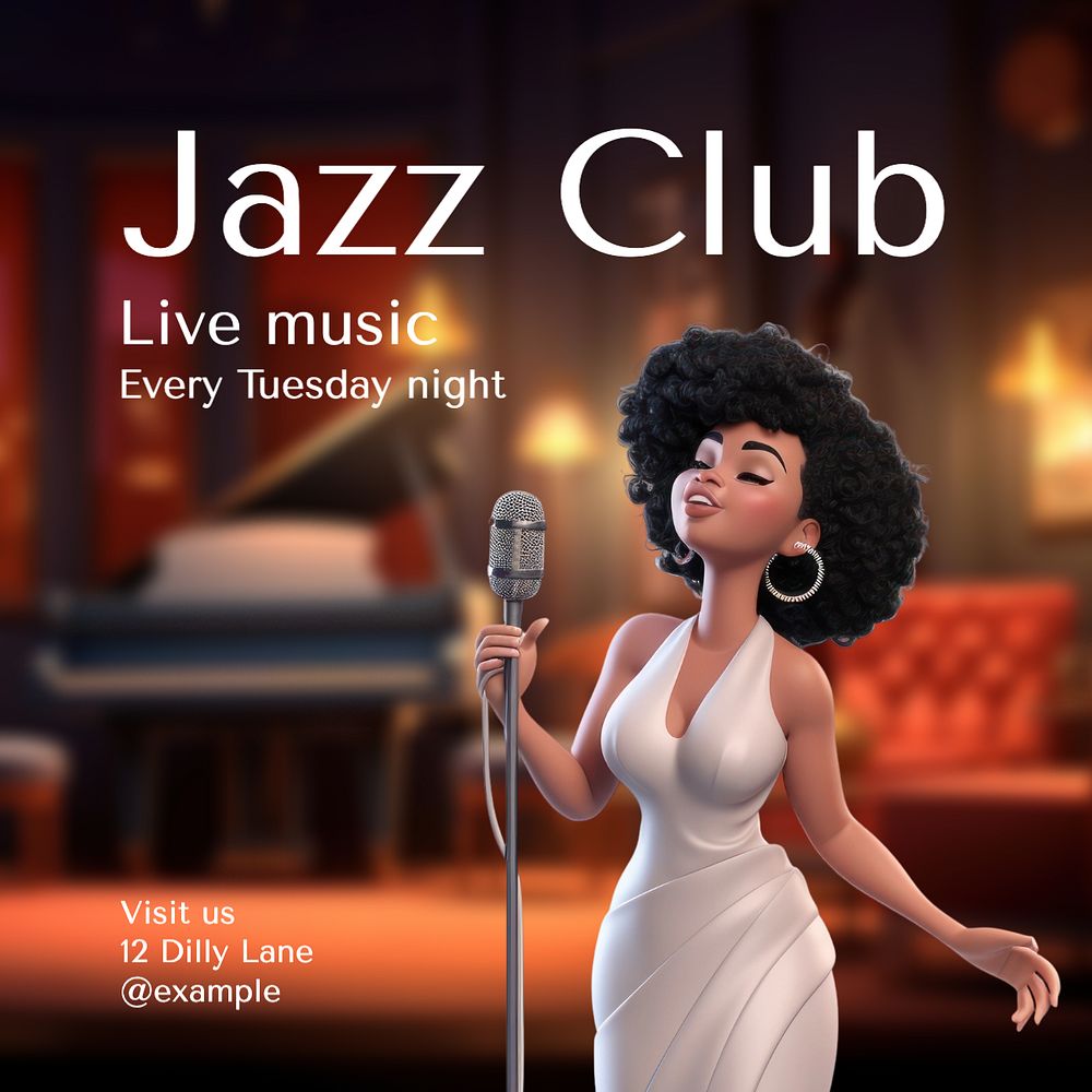 Jazz club Instagram post template, editable text