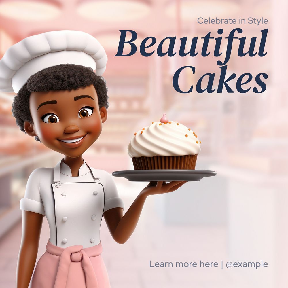 Cakes Instagram post template, editable text