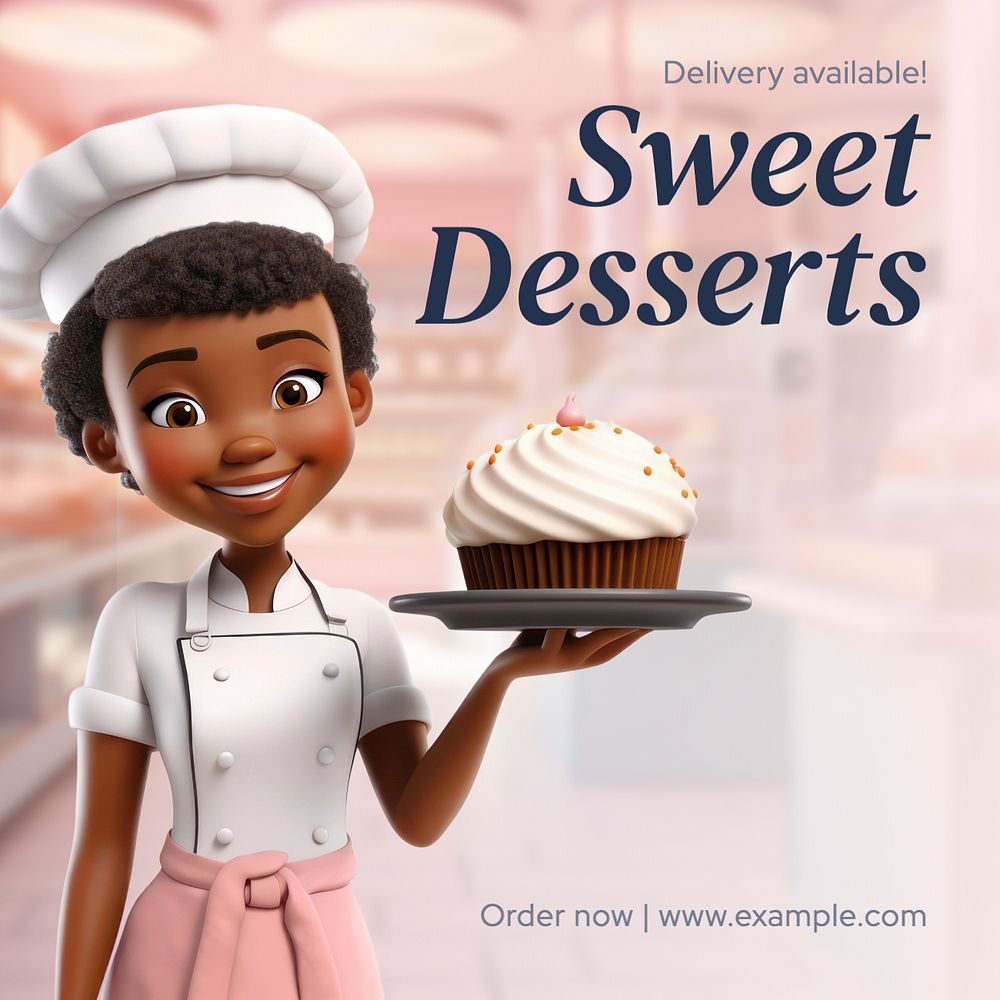 Sweet desserts Instagram post template, editable text