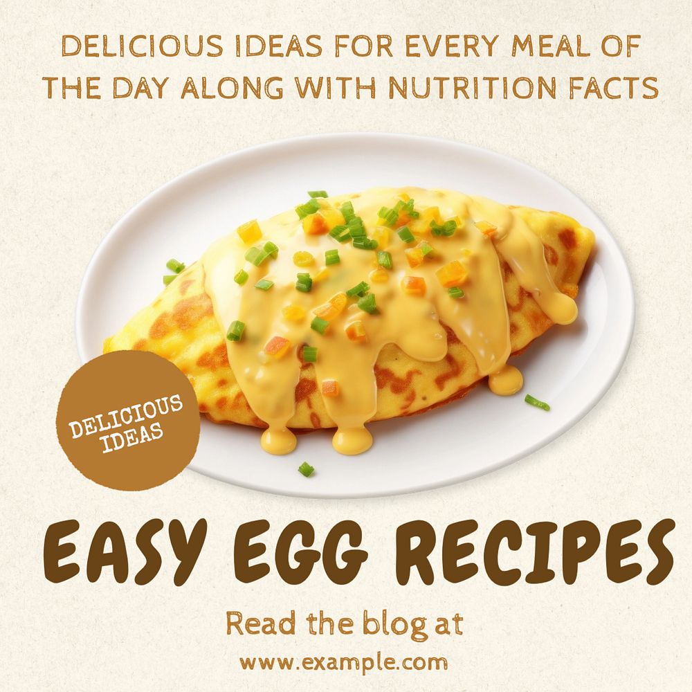 Easy egg recipes Instagram post template, editable text