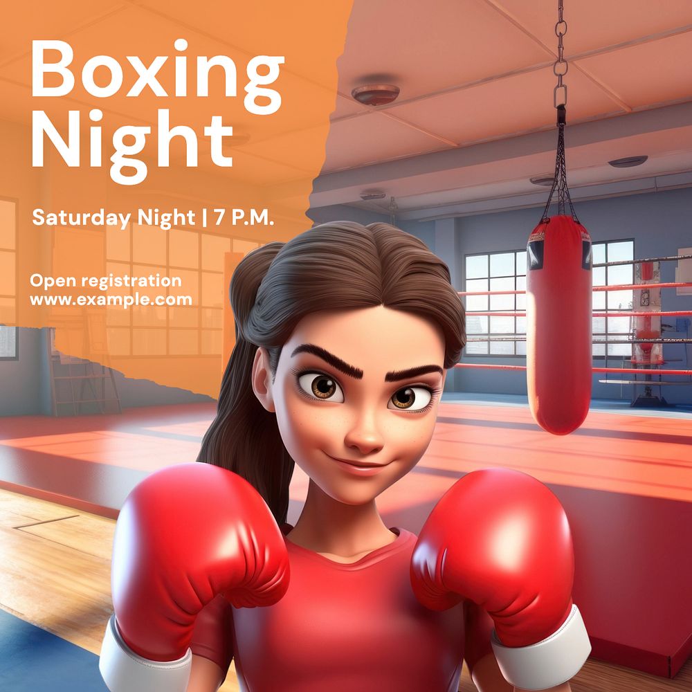 Boxing night Instagram post template, editable text