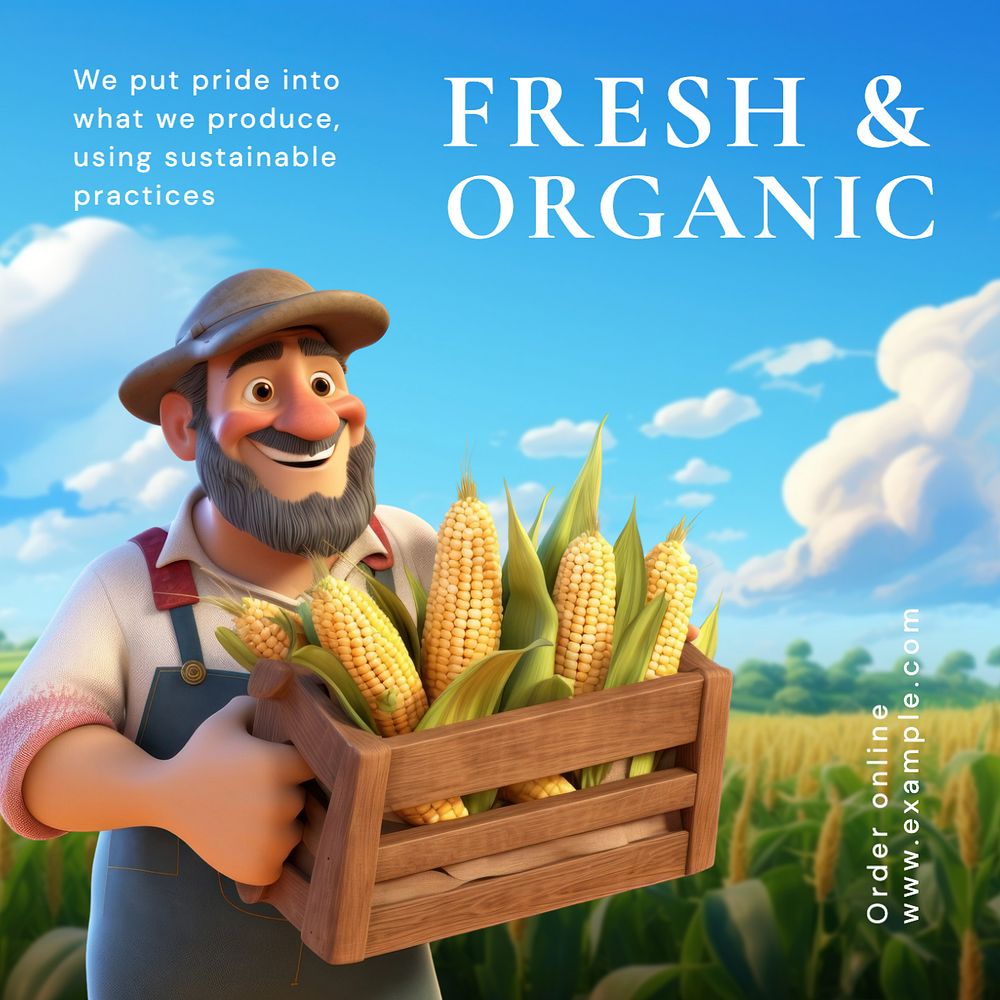 Organic farming Instagram post template, editable text